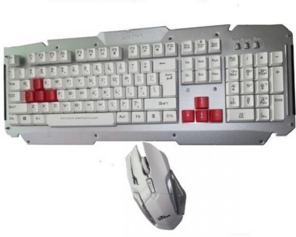 ايه تيك لوحة مفاتيح ميتال وماوس لاسلكيين - KB3300