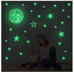 القمر الإبداعي مع النجوم هالوين الزينة جدار الشارات يتوهج في الظلام أنا مضيئة ملصقات مضيئة لجميع القديسين حزب غرفة الاطفال ديكور المنزل