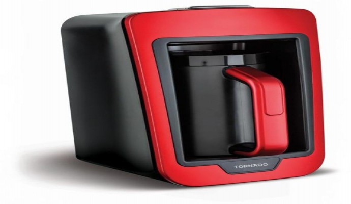 محضرة قهوة تركي تورنيدو أوتوماتيك 330مل ، 735وات لون أحمر - أسود مزودة بنظام للحماية