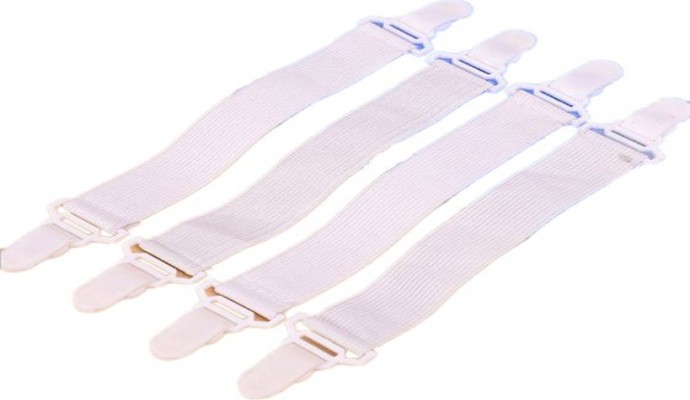 حجم مفرد,نايلون,نمط مخطط,ابيض - اكسسوارات السرير