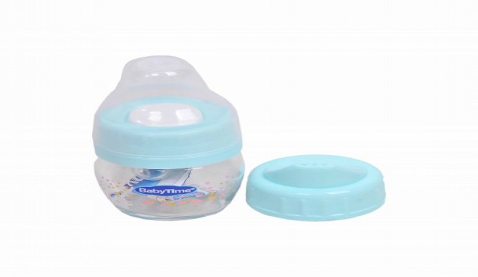 ببرونة اطفال بغطاء من بيبي تايم BT111، 30 مل - ازرق وشفافة