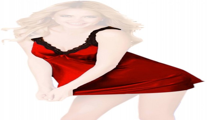 فستان لانجري قصير ستان احمر