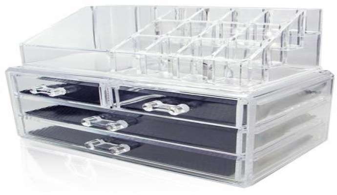 منظم و صندوق المكياج ، اكريليك - لون شفاف