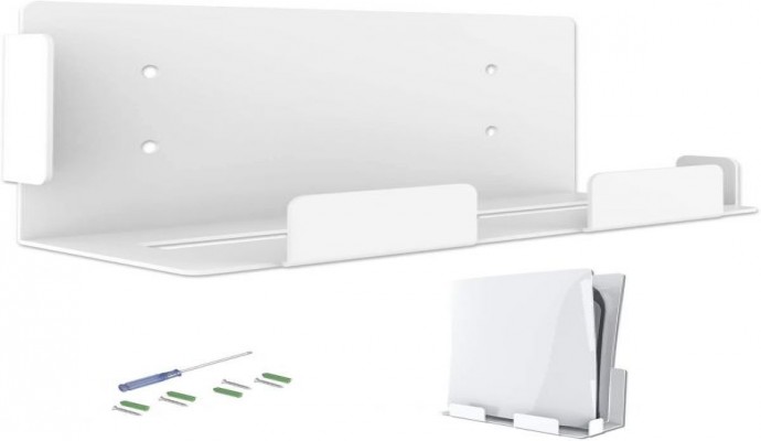 حامل تثبيت على الحائط لوحدة تحكم بلاي ستيشن 5، حامل وحدة تحكم جدارية تبديد الحرارة لجهاز بلاي ستيشن 5، حامل تثبيت معدني قوي وثابت لجهاز بلاي ستيشن 5 والإصدار الرقمي ‫(أبيض)