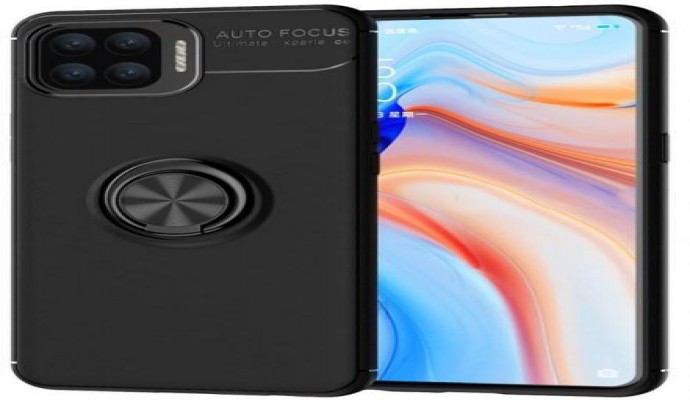 جراب خلفي اوتو فوكس مع حلقه معدنية ومغناطيس لحامل السيارة لهاتف اوبو A93 - اسود