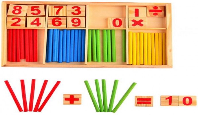 عصي العد م فئة الالعاب التعليمية - العاب تنمية الذكاء - صندوق خشبي رياضي من مونتيسوري