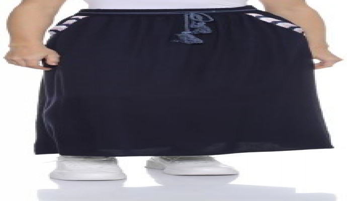 جيبة ماكسي بجيوب مقلمة شيفرون ورباط بشراشيب للنساء من انديامو فاشون - كحلي