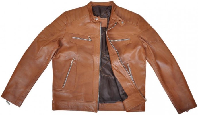 جاكيت جلد طبيعي بسحاب -رجال